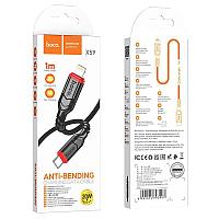 USB дата-кабель Hoco X59 Type-C-Lightning (1м, 2.4 A,нейлон) черный