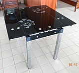 Стеклянный  кухонный стол 1000/1000*750.  Раскладной  стол трансформер B-07, фото 2