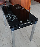 Стеклянный  кухонный стол 1000/1000*750.  Раскладной  стол трансформер B-07, фото 4