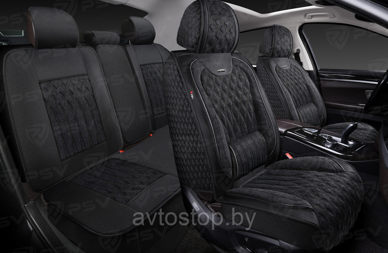Накидки-чехлы 5D PSV Galant Velvet Skin (Черный/Отстрочка Чёрна) комплект на весь салон,