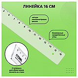 Набор чертежный СТАММ, размер S (линейка 16см, 2 треугольника, транспортир), прозрачный, бесцветный, европодве, фото 4