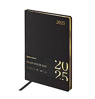 Еженедельник датированный 2025, 210х297 мм, А4, "Iguana", под кожу Черный