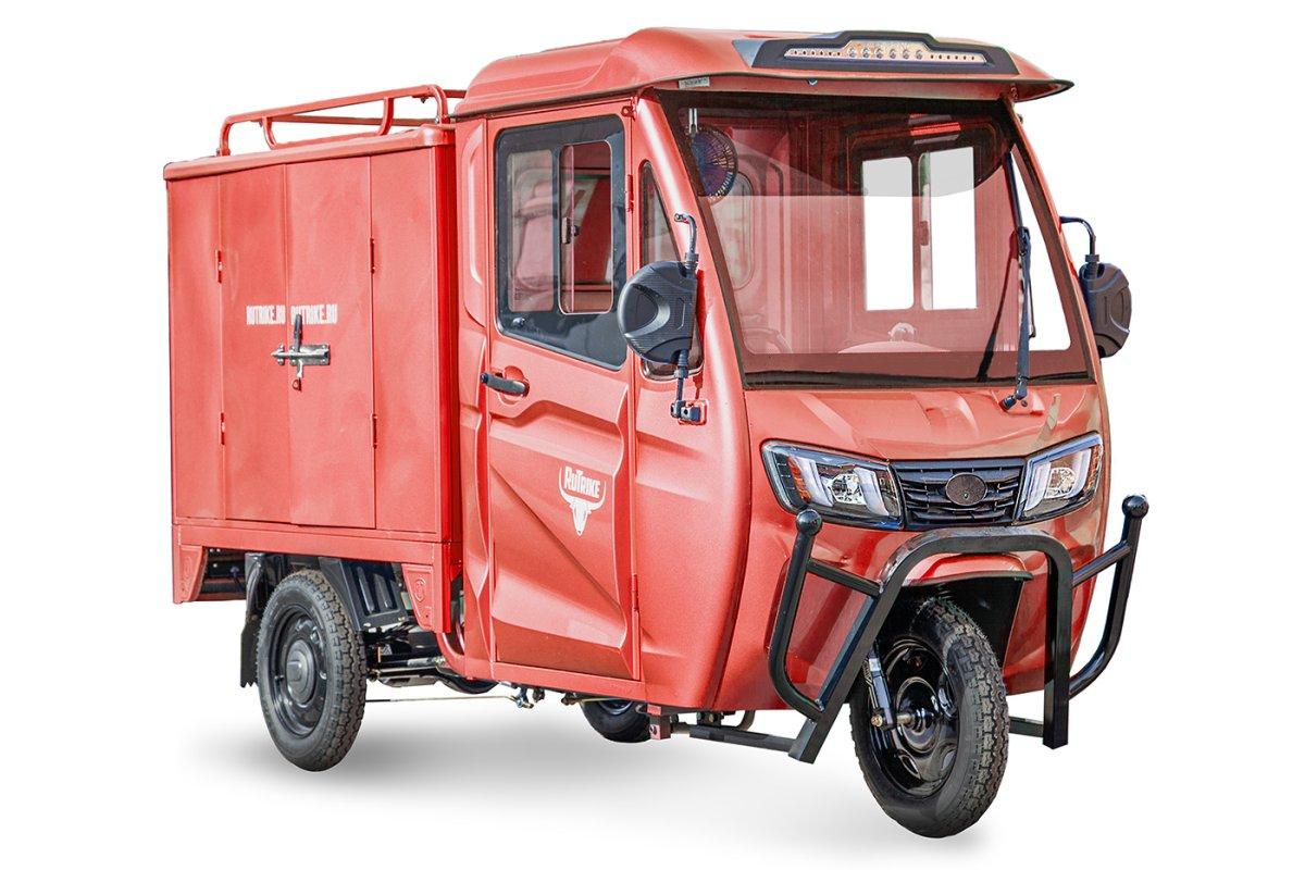 Грузовой электротрицикл Rutrike КАРГО Кабина Дуал красный