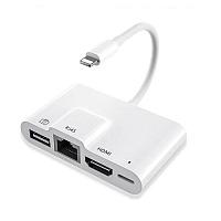Адаптер - переходник Lightning на HDMI 1080p - LAN (RJ45 до 1000Мбит/с) - USB3.0 - Lightning (уценка) 556857