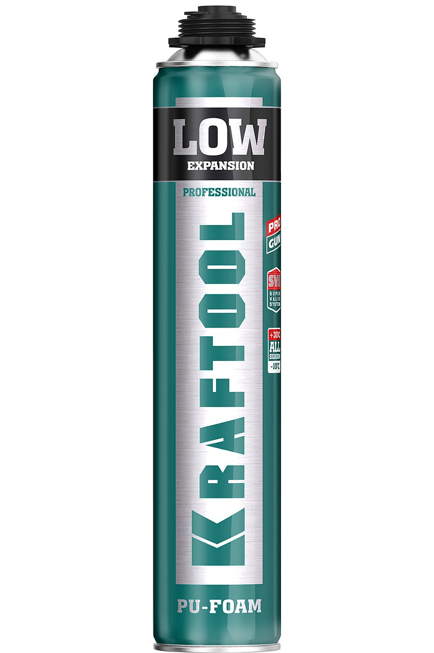 KRAFTOOL LOW EXPANSION, 800 мл, пистолетная, всесезонная, SVS, не залипающий клапан, выход до 50 л, монтажная