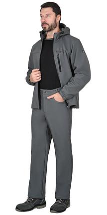 Костюм СИРИУС-АЗОВ с капюшоном серый софтшелл пл 350 г/кв.м, фото 2