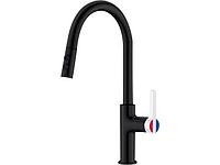 Смеситель для кухни (Lt) D35, серия Rose черный + белый, a-five (Вытягивающийся двухрежимный J-излив