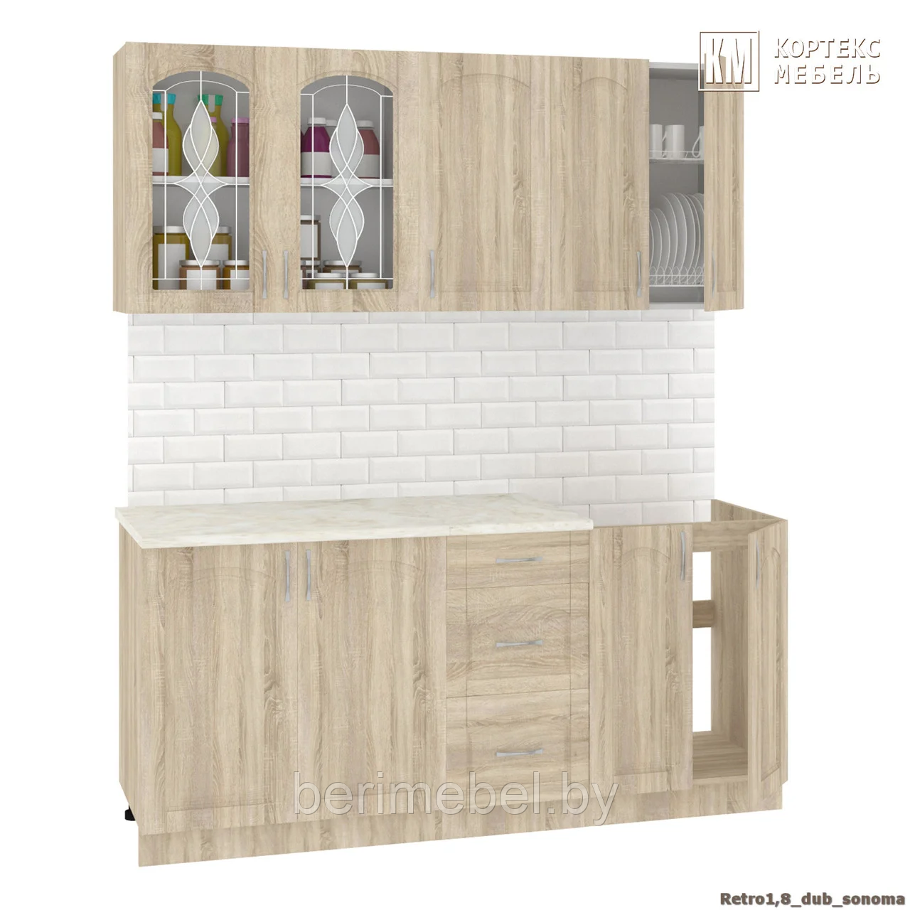 Кухня Корнелия РЕТРО 1,8, Дуб сонома, Кортекс