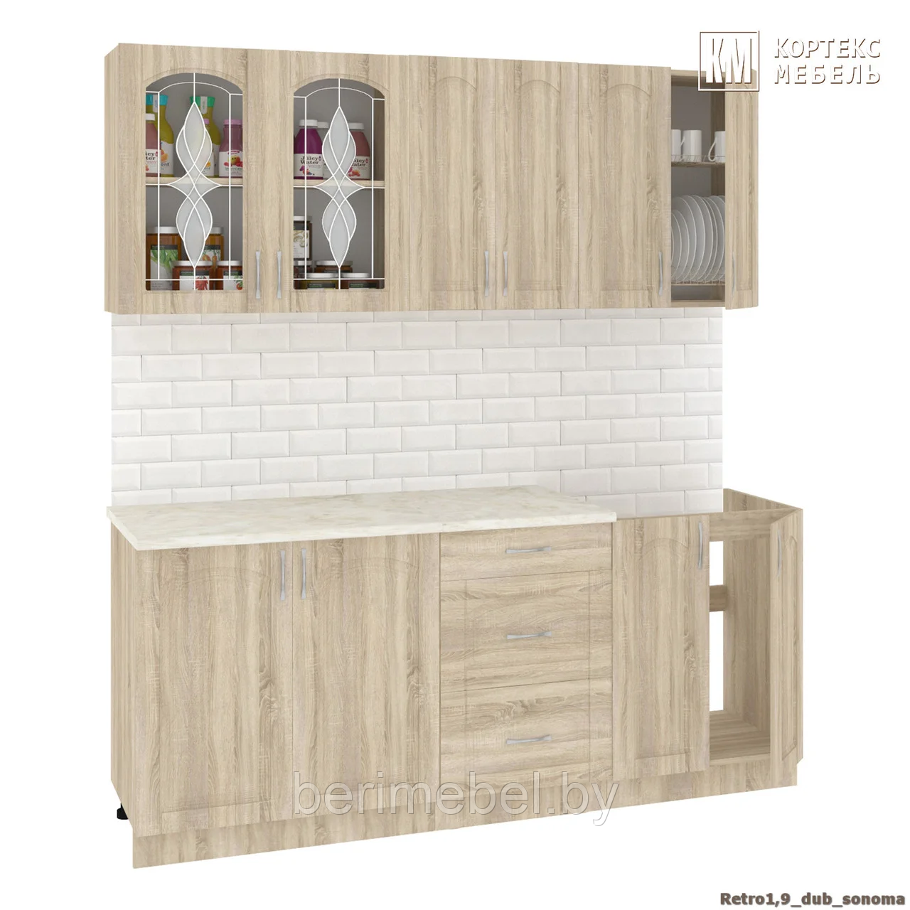 Кухня Корнелия РЕТРО 1,9, Дуб сонома,Кортекс