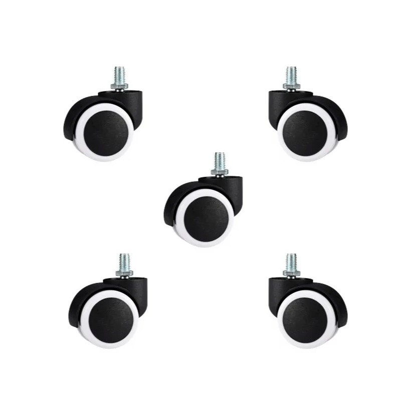 Мебельные прорезиненные колеса (Комплект 5шт.) для кресла на резьбе M10 (10*15 мм) / полиуретановые ролики для, фото 1