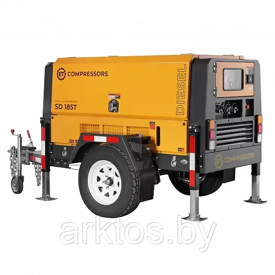 Дизельный винтовой компрессор ET-Compressors ET SD-185T-7 на шасси, 7 атм., 5.2 м/3мин