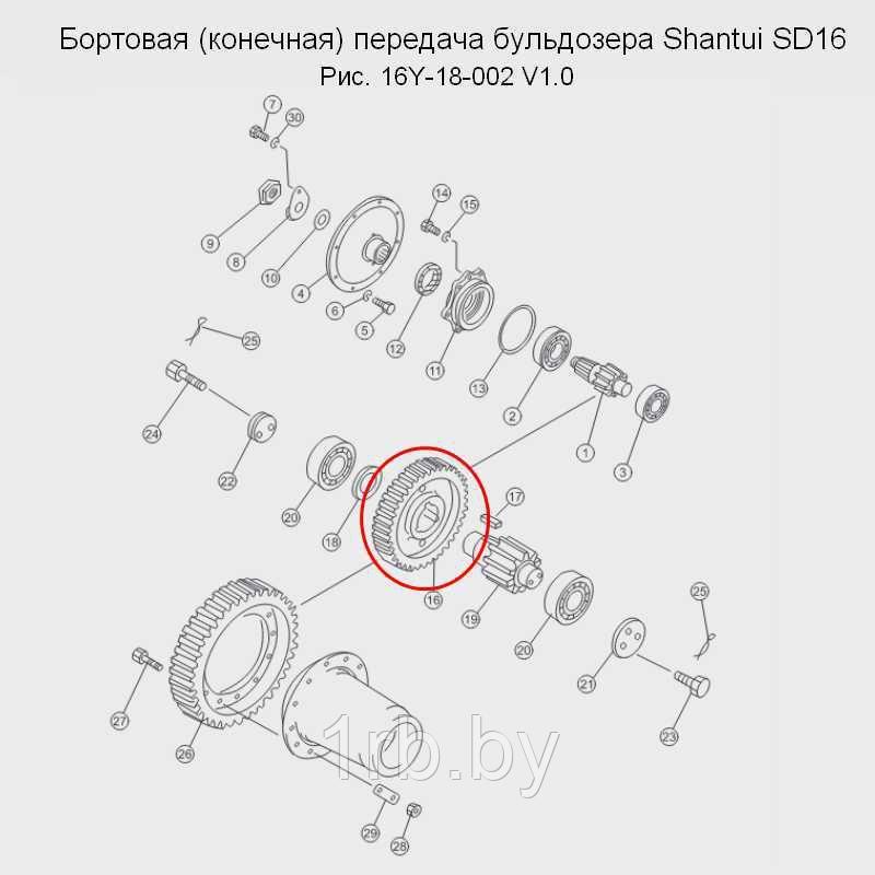 Шестерня бортовой передачи 16Y-18-00018