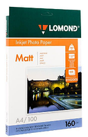 Фотобумага матовая для струйной фотопечати "Lomond", A4, 100 листов, 160 г/м2 (0102005), ЦЕНА БЕЗ НДС