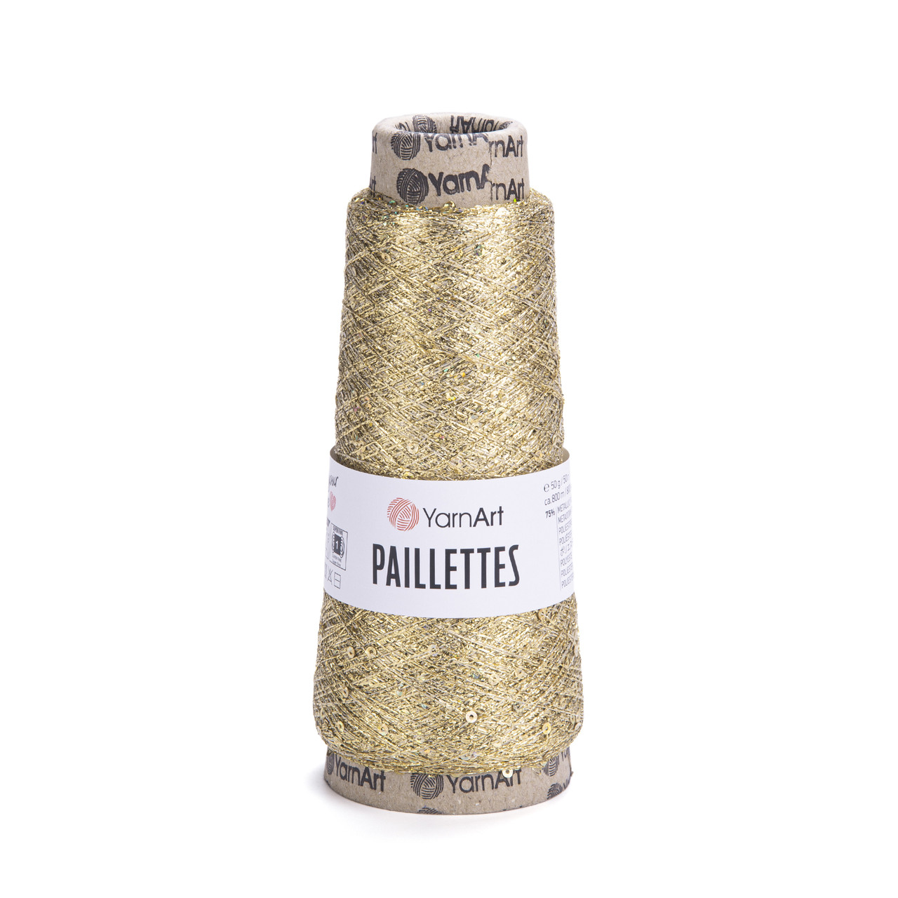 Пряжа с пайетками Yarnart Paillettes цвет 8002 золото