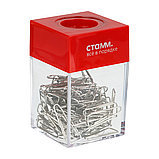 Скрепочница магнитная СТАММ, без скрепок, синяя, картонная коробка, фото 5