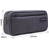 Пенал DELI, серый, 1 отделение, 2 кармана, на молнии, ткань Оксфорд, фото 2