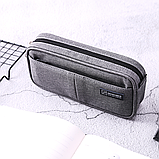 Пенал DELI, серый, 1 отделение, 2 кармана, на молнии, ткань Оксфорд, фото 4