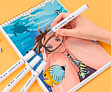 Набор маркеров для скетчинга DELI, 60 цветов, двусторонние, 1-7 мм, 60 шт, пластиковый бокс с ручкой, фото 6