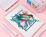 Набор маркеров для скетчинга DELI, 60 цветов, двусторонние, 1-7 мм, 60 шт, пластиковый бокс с ручкой, фото 10