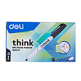 Маркер для магнитно-маркерной доски DELI THINK, черный, 1,2-3 мм, с пулевидным наконечником, пластик, фото 4