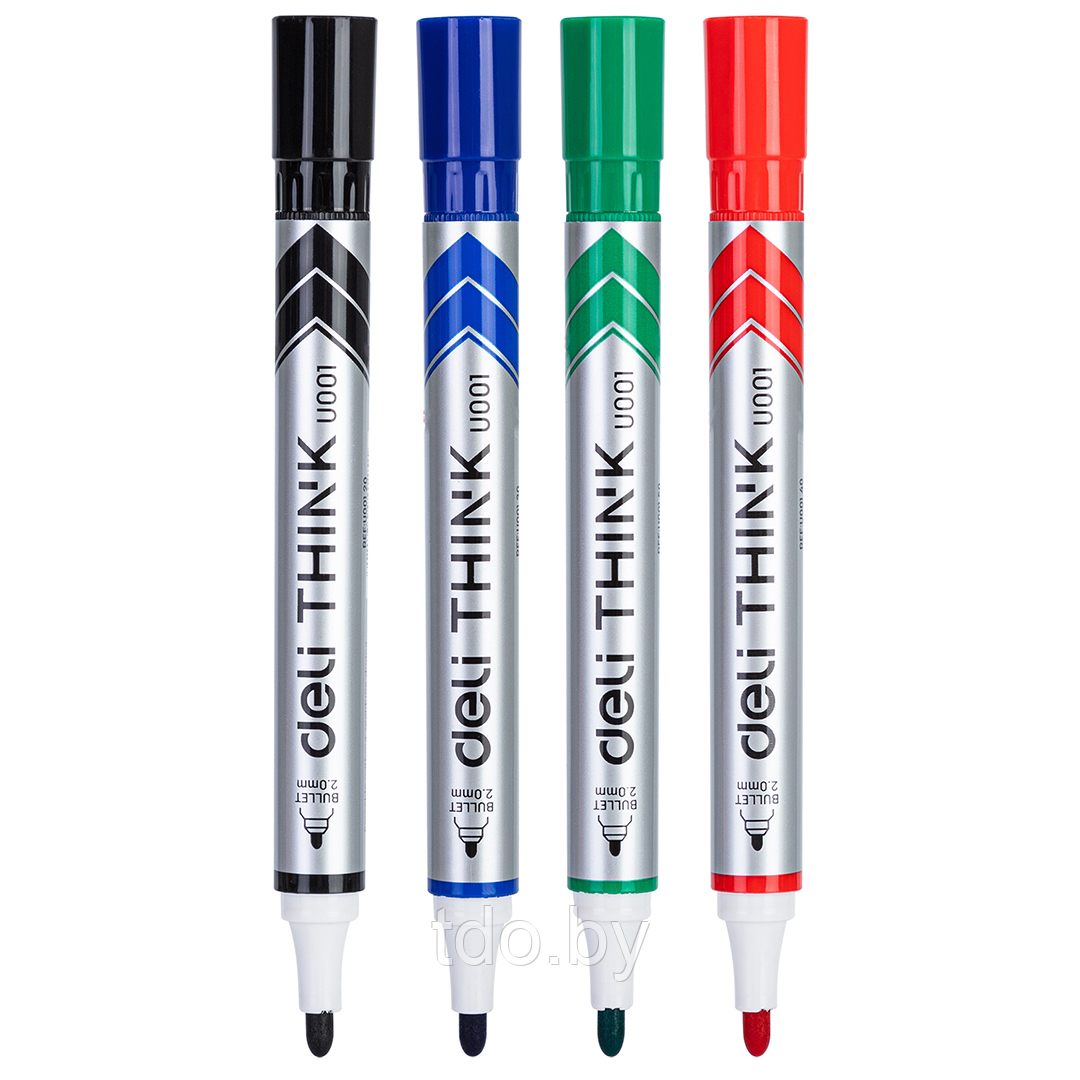 Набор маркеров для магнитно-маркерных досок DELI THINK, ассорти, 2 мм, 4 шт, блистер с европодвесом