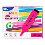 Текстовыделитель DELI UMBO, розовый, 1-5 мм, пластик, фото 2