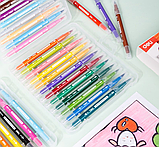 Фломастеры DELI Color Emotion, 24 цвета, двусторонние, с вентилируемым колпачком, 24 шт, пластиковый пенал, фото 3