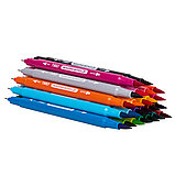 Фломастеры DELI Color Emotion, 24 цвета, двусторонние, с вентилируемым колпачком, 24 шт, пластиковый пенал, фото 5