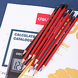 Карандаш чернографитный DELI, HB, шестигранный, заточенный, с ластиком, красно-черный корпус, деревянный, фото 2