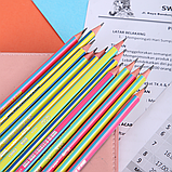 Карандаш чернографитный DELI MiYOU, 2B, трехгранный, заточенный, с ластиком, ассорти корпус, деревянный тополь, фото 2