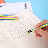 Карандаш чернографитный DELI MiYOU, 2B, трехгранный, заточенный, с ластиком, ассорти корпус, деревянный тополь, фото 3