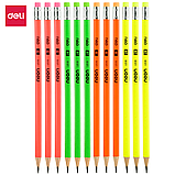 Карандаш простой 2В, арт., U51800 DELI DELI Neon, 2B, трехгранный, с ластиком, дерево (тополь), ассорти неон к, фото 2