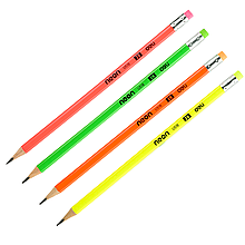 Карандаш простой 2В, арт., U51800 DELI DELI Neon, 2B, трехгранный, с ластиком, дерево (тополь), ассорти неон к