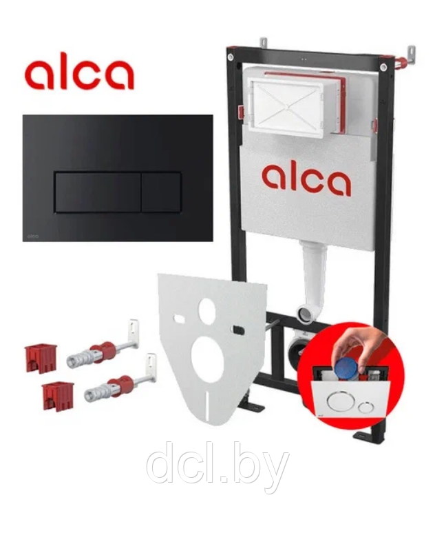 Инсталляция для унитаза Alcaplast AM101/1120 + кнопка Thin M578 (черный матовый)