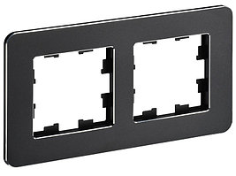 BRITE Рамка 2-местная РУ-2-1-Бр металл черный RE IEK