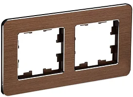 BRITE Рамка 2-местная РУ-2-1-Бр металл коричневый RE AL IEK