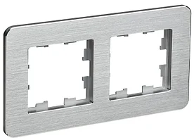 BRITE Рамка 2-местная РУ-2-1-Бр металл алюминий RE AL IEK