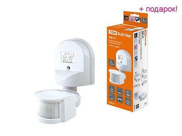 TDM Китай Датчик движения  настенный  ДДС-01 1100Вт, 5-480с, 2-12м, 5+Лк, 180гр, IP44, TDM