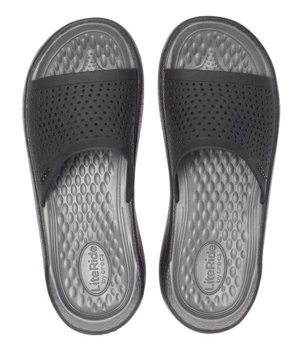 Шлепанцы унисекс Crocs LiteRide Slide Blk/ SGy 205183-0DD черный/серый