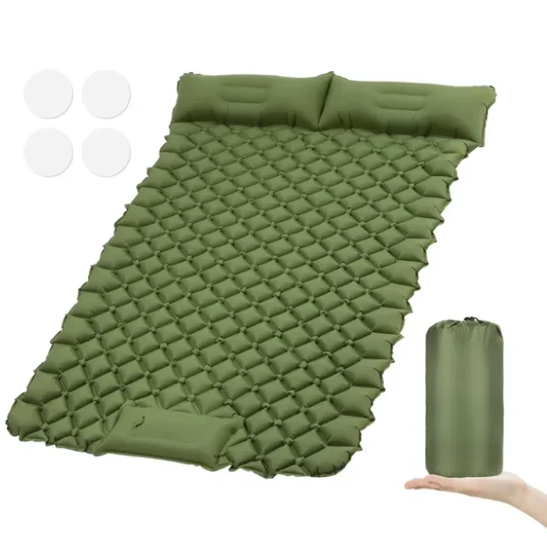 Туристический матрас двухместный SLEEPING PAD 120х200х8см со встроенным насосом и подушкой