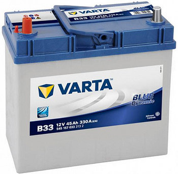 Аккумулятор Varta Blue Dynamic Asia B33 (45 А/h), 330А L+ JIS  тонкие клеммы (545 157 033)