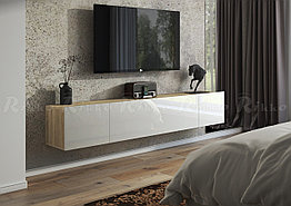 Тумба ТВ Кантри-1 - Сонома/Белый глянец (Рикко)