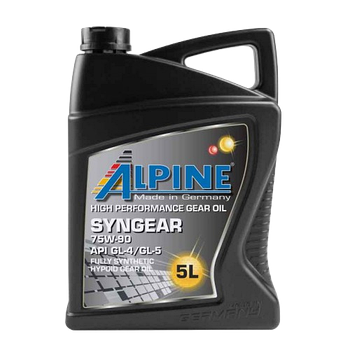 Трансмиссионное масло ALPINE Syngear 75W90, 5л