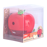 Точилка механическая DELI, красная, "Яблоко", пластик, пластиковая коробка, фото 3