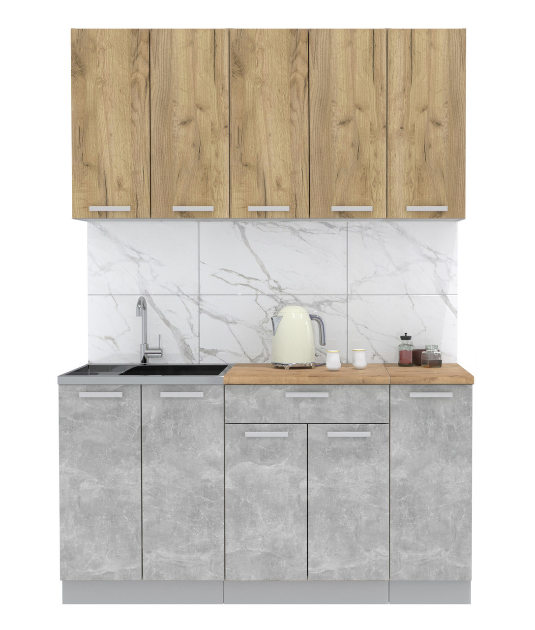 Кухня Мила Лайт 1.5 м Дуб золотой - Бетон