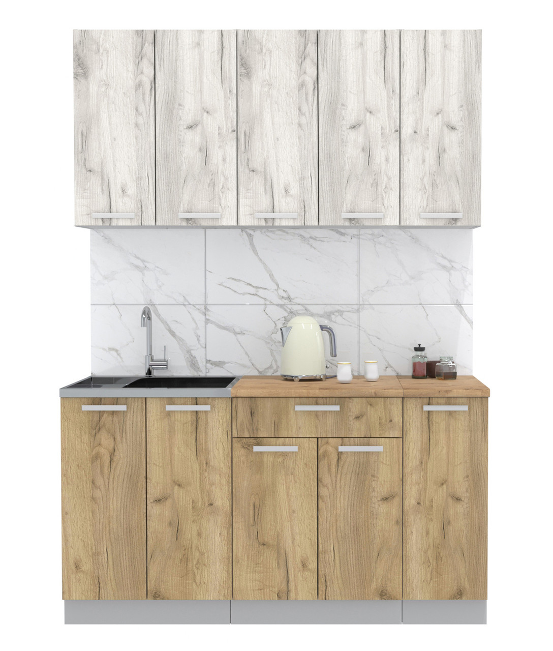 Кухня Мила Лайт 1.5 м Дуб белый - Дуб золотой