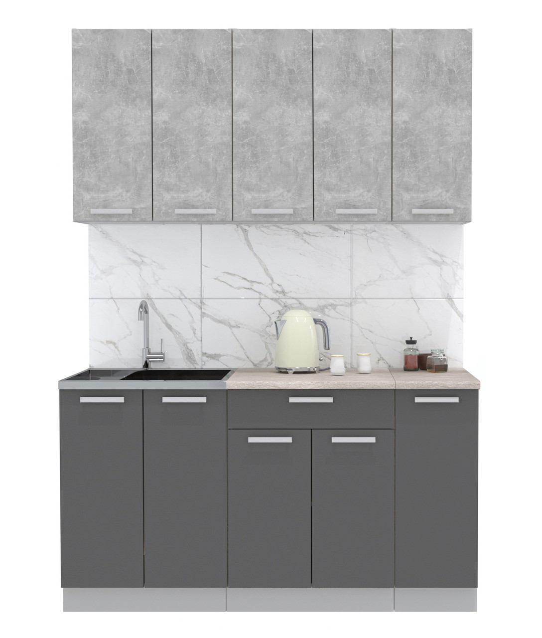 Кухня Мила Лайт 1.5 м Бетон - Графит