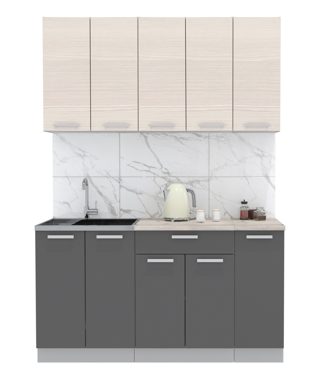 Кухня Мила Лайт 1.5 м Вудлайн - Графит