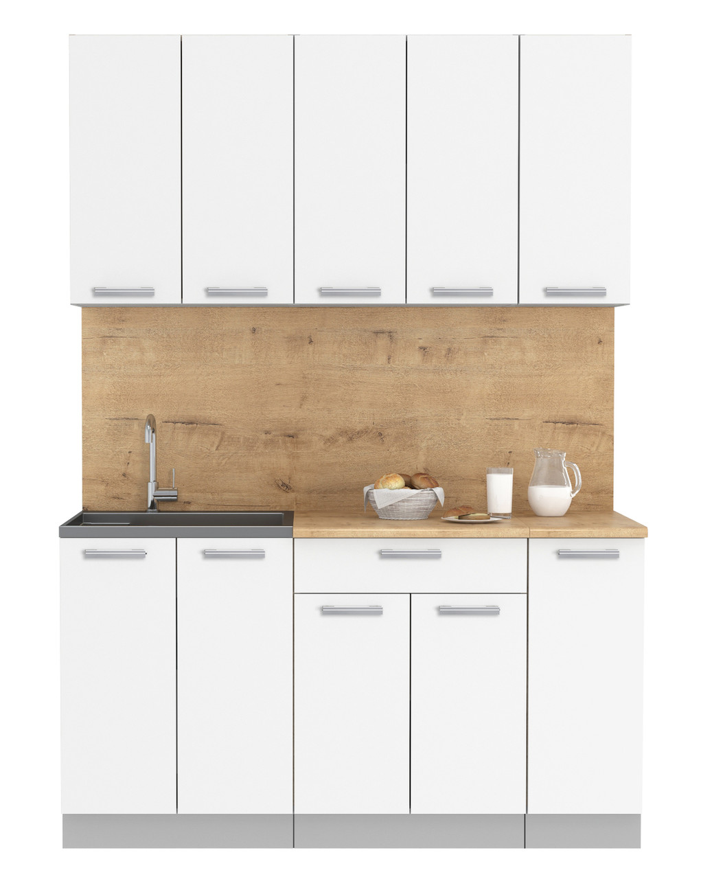 Кухня Мила Лайт 1.5 м Белый платинум