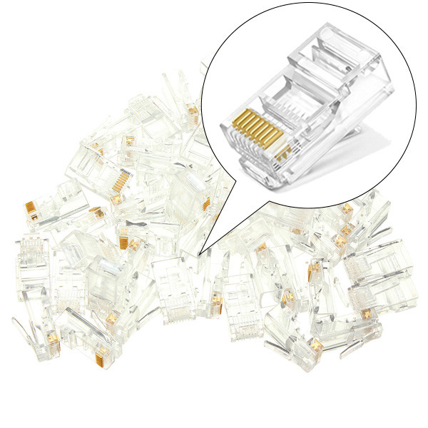Коннектор RJ45 CAT-5E, пластик, прозрачный, комплект 50 шт 556924